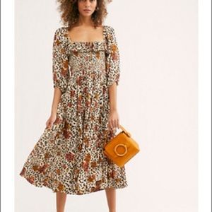 Free People oasis midi dress in leopard print